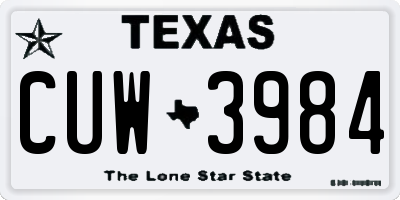 TX license plate CUW3984