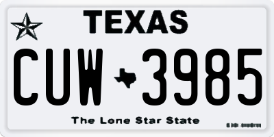 TX license plate CUW3985