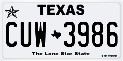 TX license plate CUW3986
