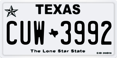 TX license plate CUW3992