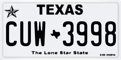 TX license plate CUW3998