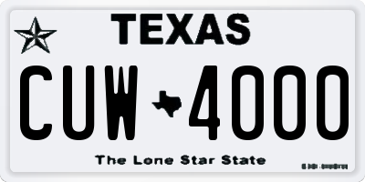 TX license plate CUW4000