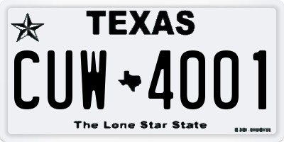 TX license plate CUW4001