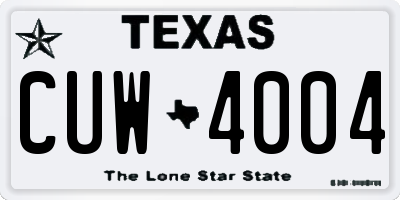 TX license plate CUW4004
