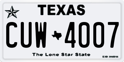 TX license plate CUW4007