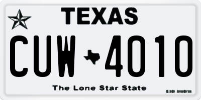 TX license plate CUW4010