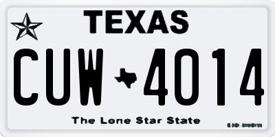 TX license plate CUW4014