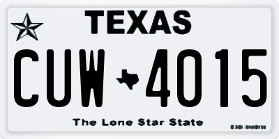 TX license plate CUW4015