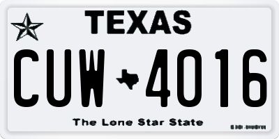 TX license plate CUW4016