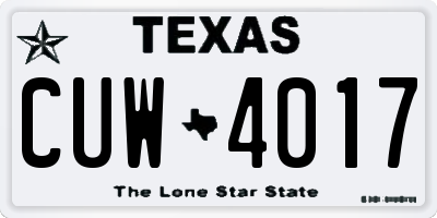 TX license plate CUW4017