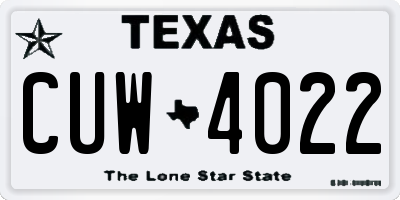 TX license plate CUW4022