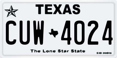 TX license plate CUW4024