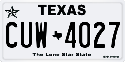 TX license plate CUW4027