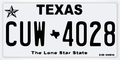 TX license plate CUW4028