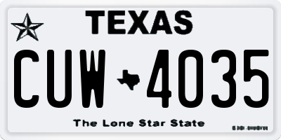 TX license plate CUW4035