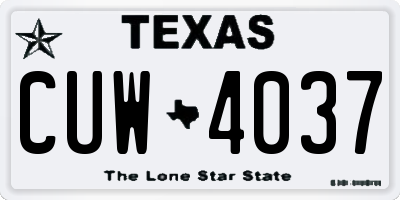 TX license plate CUW4037