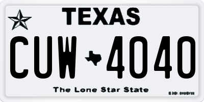 TX license plate CUW4040