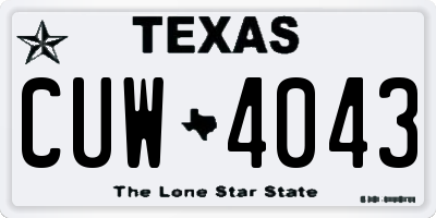 TX license plate CUW4043