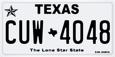 TX license plate CUW4048