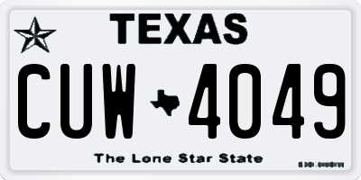 TX license plate CUW4049