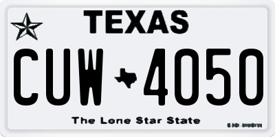 TX license plate CUW4050