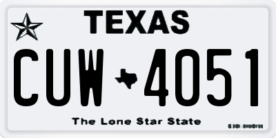 TX license plate CUW4051