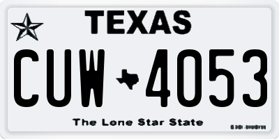 TX license plate CUW4053