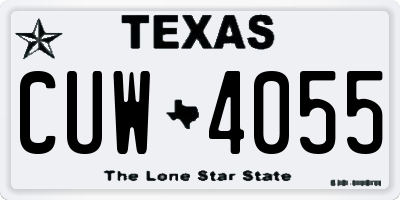 TX license plate CUW4055