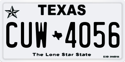 TX license plate CUW4056