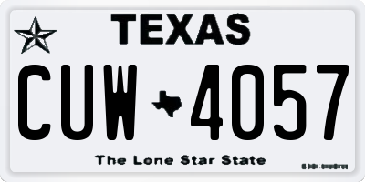 TX license plate CUW4057