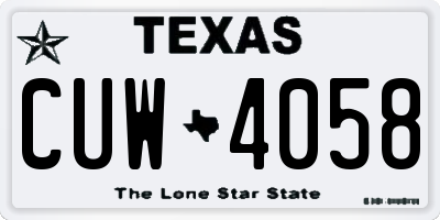 TX license plate CUW4058
