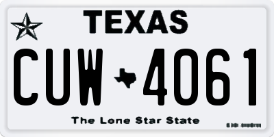 TX license plate CUW4061