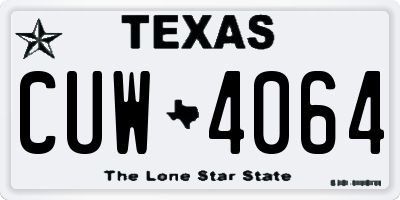 TX license plate CUW4064