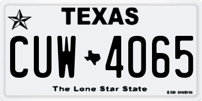 TX license plate CUW4065