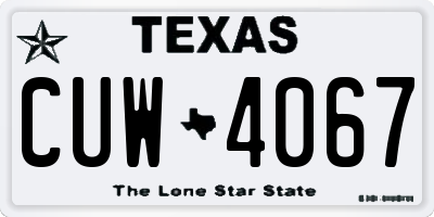 TX license plate CUW4067