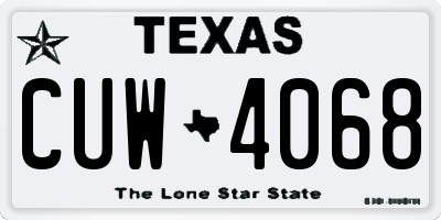 TX license plate CUW4068