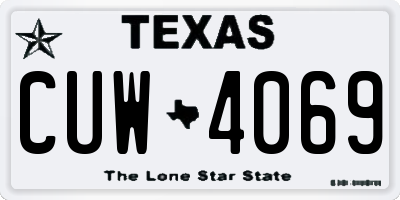 TX license plate CUW4069