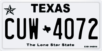 TX license plate CUW4072