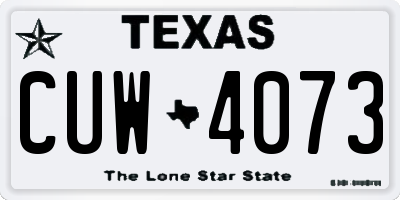 TX license plate CUW4073