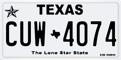 TX license plate CUW4074