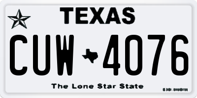 TX license plate CUW4076
