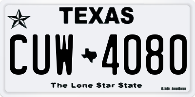 TX license plate CUW4080