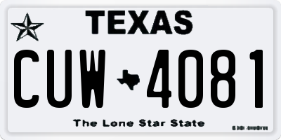 TX license plate CUW4081