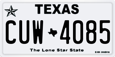 TX license plate CUW4085