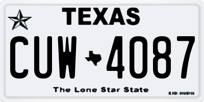 TX license plate CUW4087