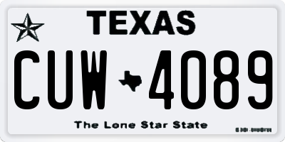 TX license plate CUW4089