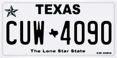 TX license plate CUW4090