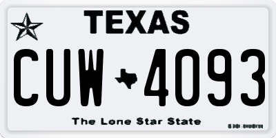 TX license plate CUW4093