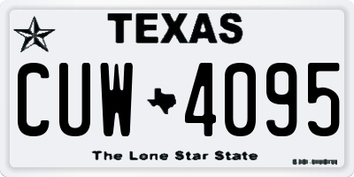TX license plate CUW4095