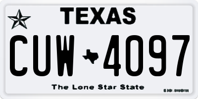 TX license plate CUW4097